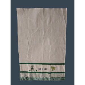 Futbol Brazil Team Cross Stitch Tea Towel Green White Soccer Football